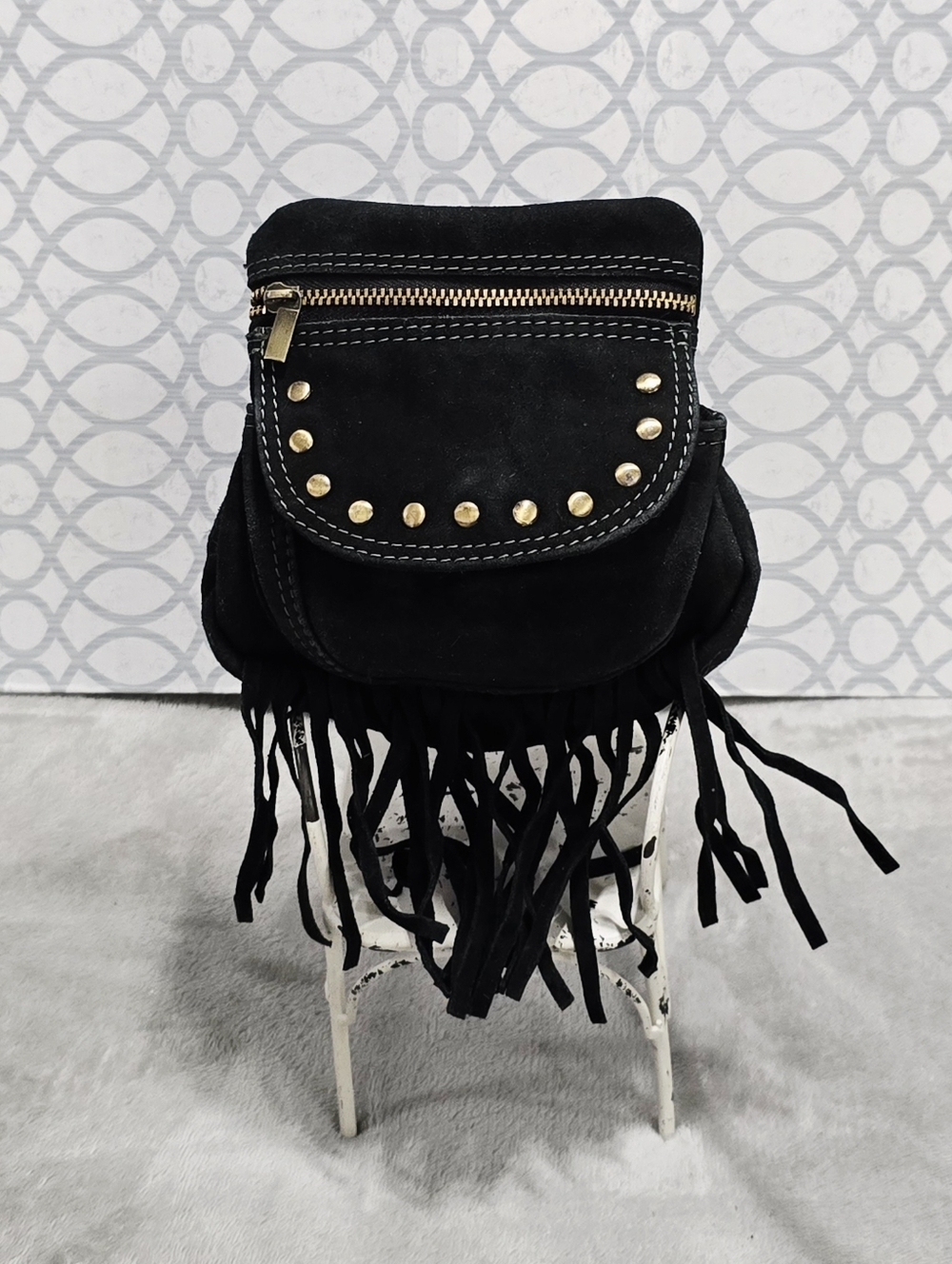 COMING SOON - Earthbound Trading Co Leather Fringe Belt Bag Utility Pouch Studde